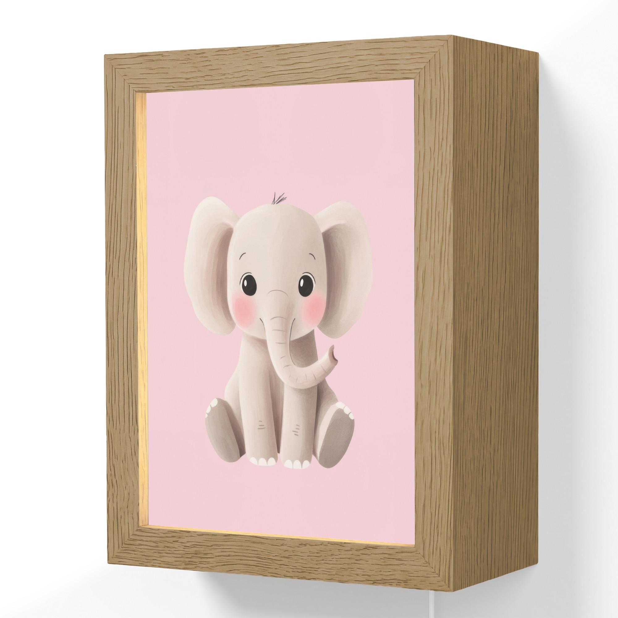 WANDLEUCHTE Elefant - Baby - Rosa - Cartoon 15x20 cm - Hellrosa, Holzwerkstoff (15/20/8cm) - OnlyWow