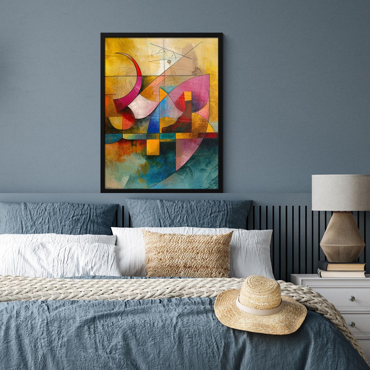 POSTER MIT RAHMENGERAHMTES BILD Kunst - Abstrakt - Modern Posterleiste 60x80 cm - Gelb, Papier (60/80cm) - MuchoWow