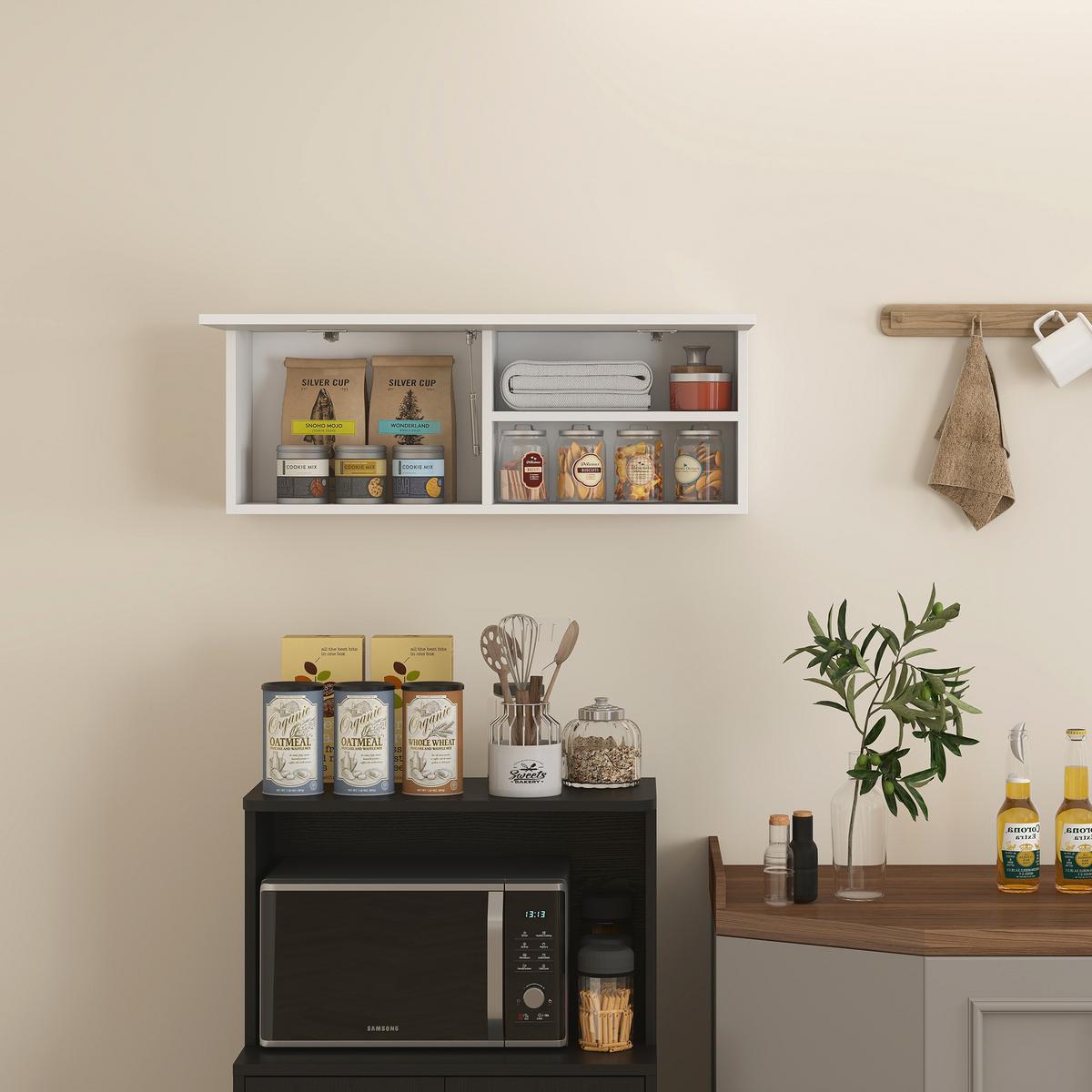 WANDSCHRANK Spanplatte Weiß - Weiß, Holzwerkstoff (25/30/80cm) - HOMCOM