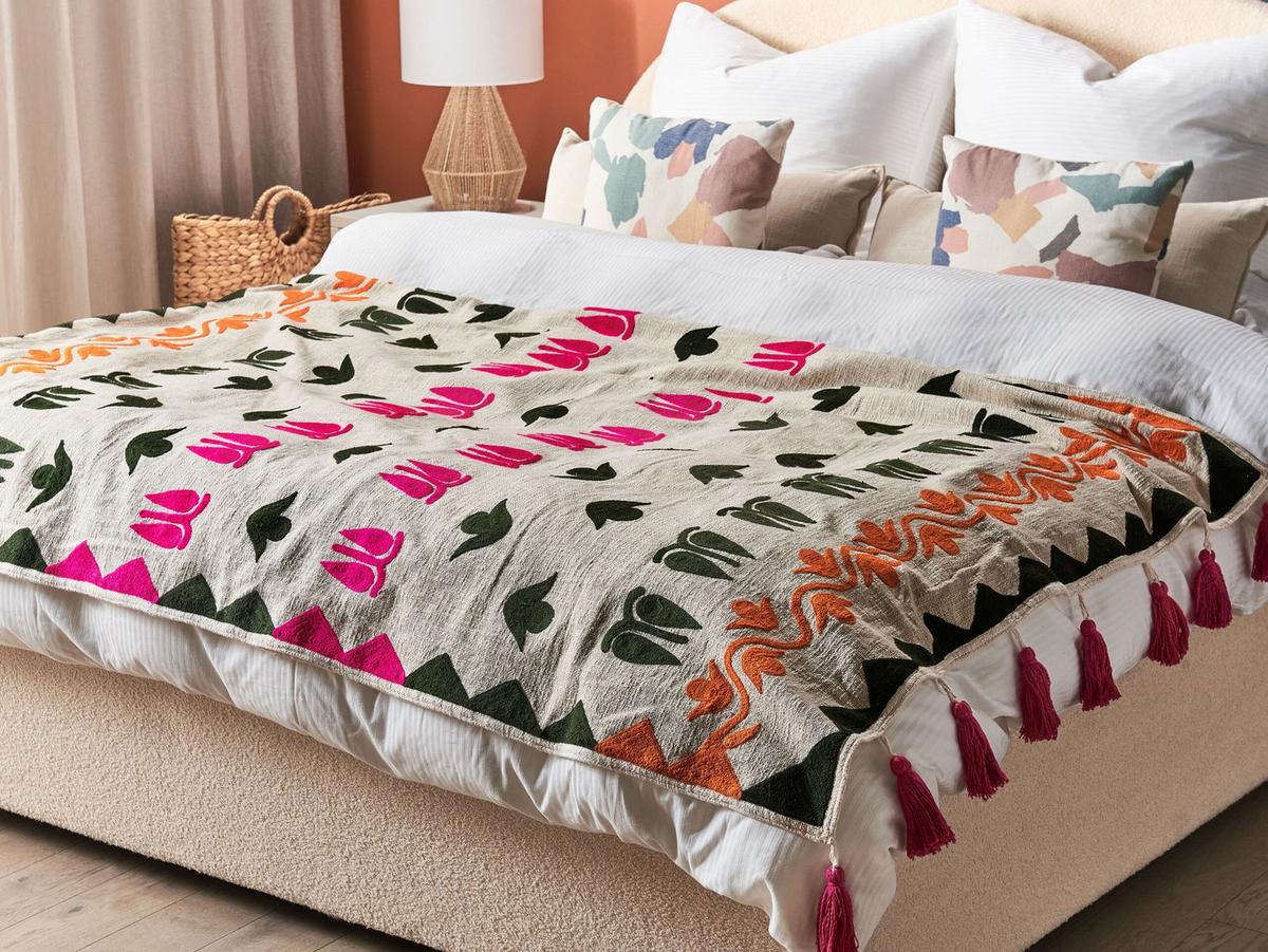 DECKE Bunt Anand 130/180 cm - Multicolor, Naturmaterialien/Textil (130/180cm) - Beliani