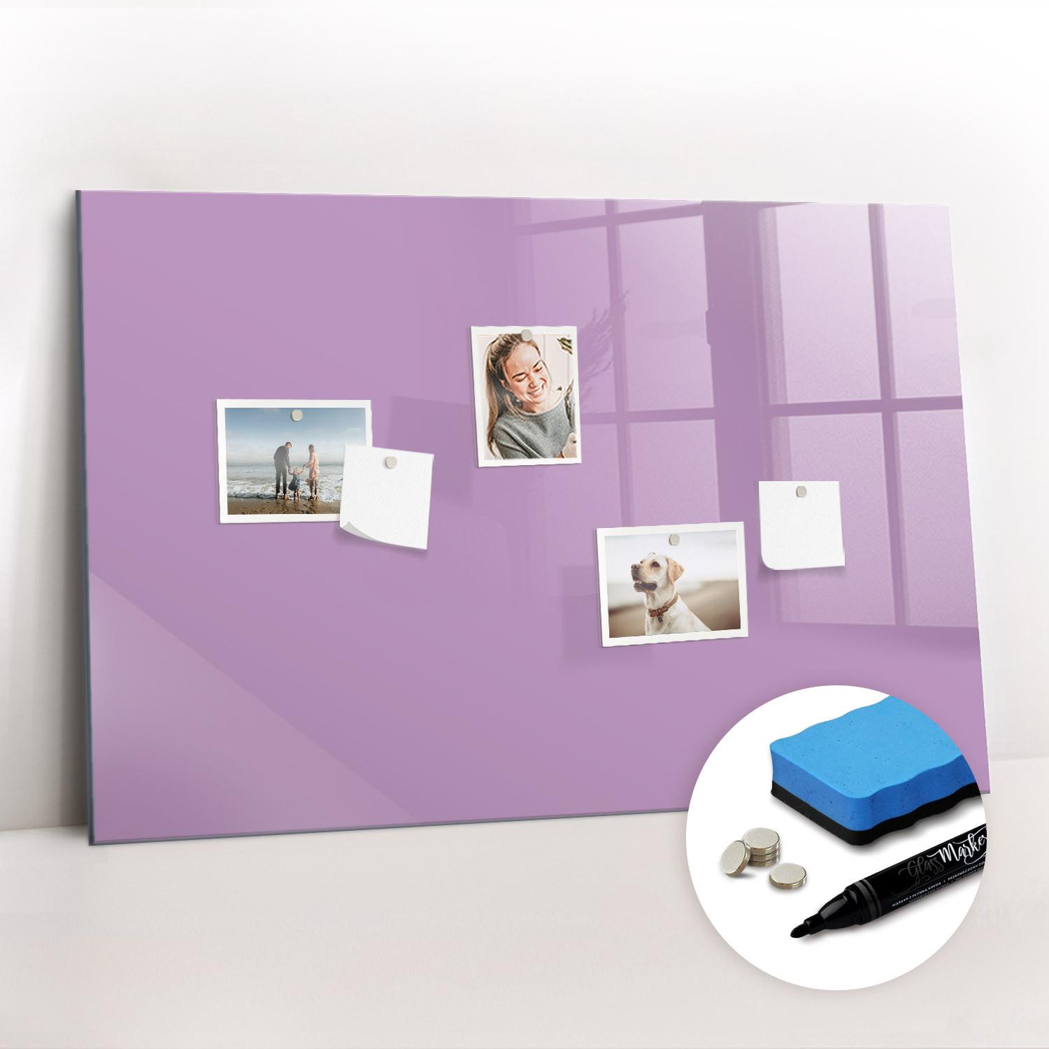 MAGNETTAFEL 90x60 Flieder schwarzer Marker - Violett, Glas (90/0.4/60cm) - TULUP