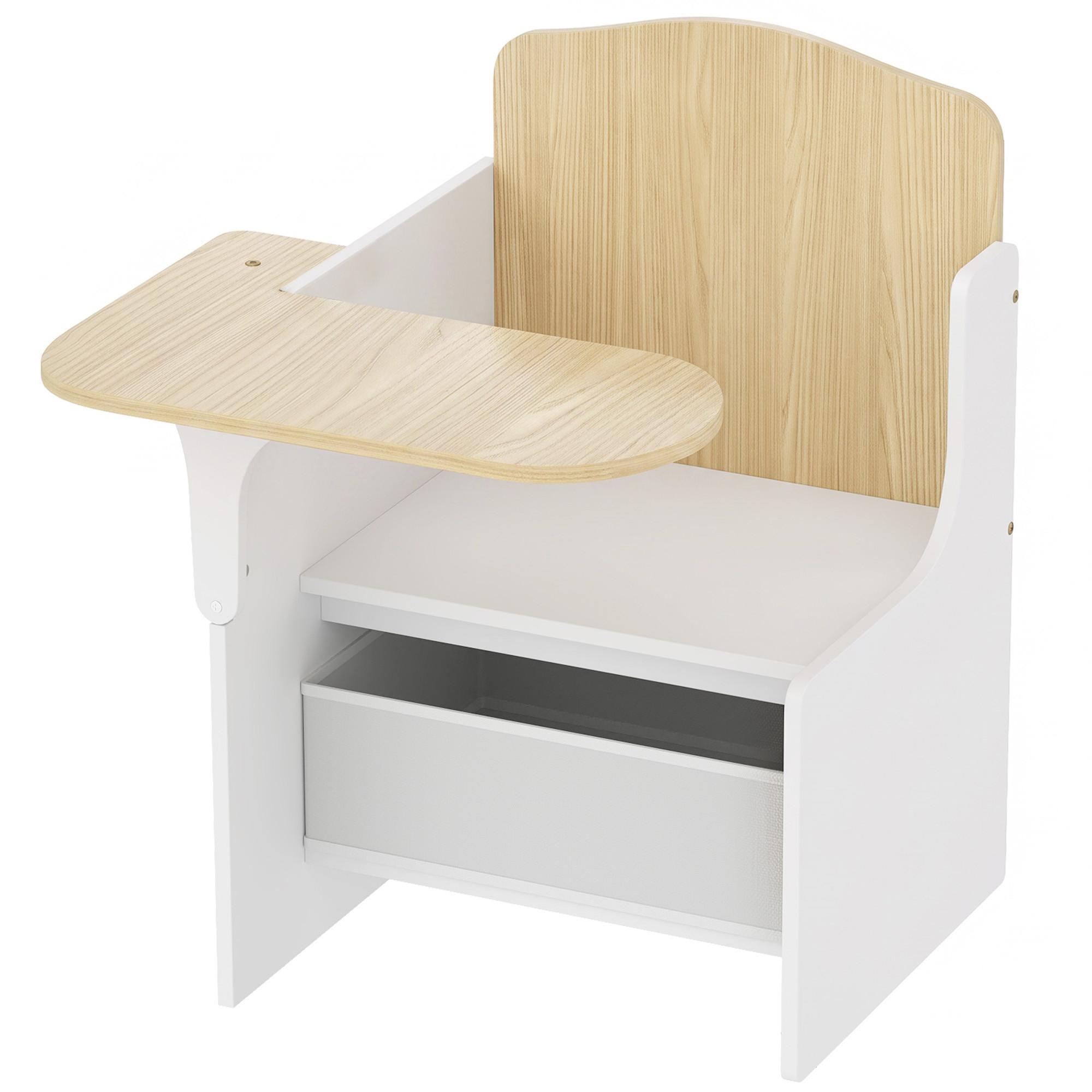 KINDERTISCH-MIT-STUHL MDF Vliesstoff Weiß - Weiß, Holzwerkstoff (51/59/58.5cm) - AIYAPLAY