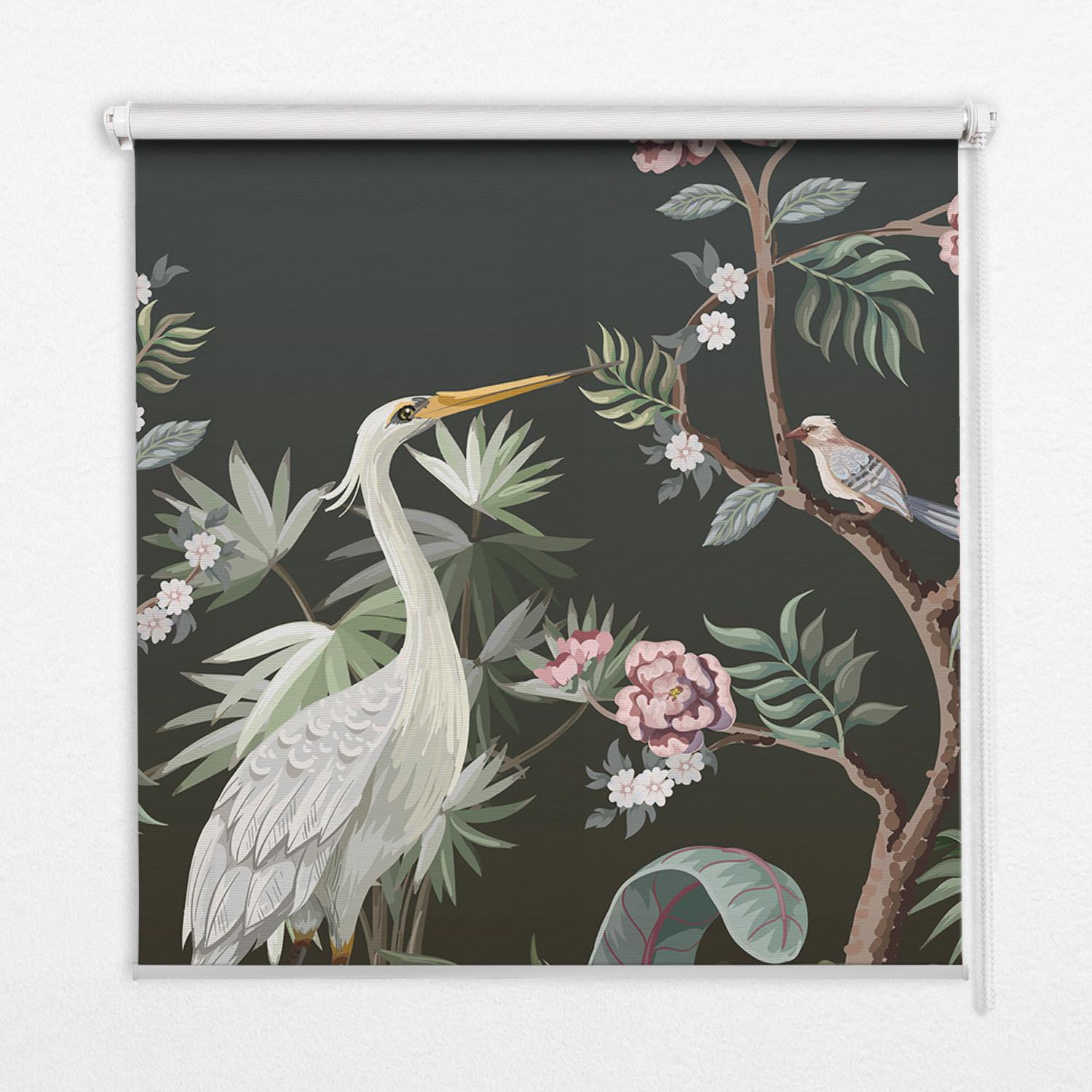 INNENROLLO - Fensterrollo - Rollo - 90x180 cm - Vögel am Baum - Dunkelblau, Kunststoff (90/180/0.5cm) - TULUP