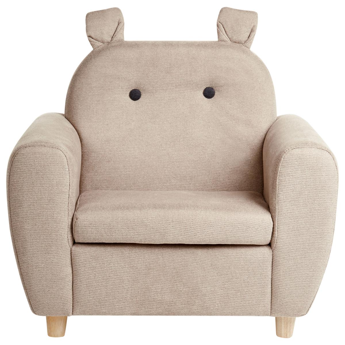 KINDERSESSEL Nilpferd Stoff Taupe Maribo - Taupe, Textil (61/59/44cm) - Beliani