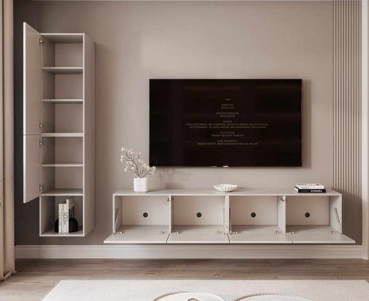WOHNWAND ANGEL LINE I 2-teilig, mit LED-Beleuchtung, Kaschmir - Kaschmir, Holzwerkstoff (240/180/40cm) - Idohome