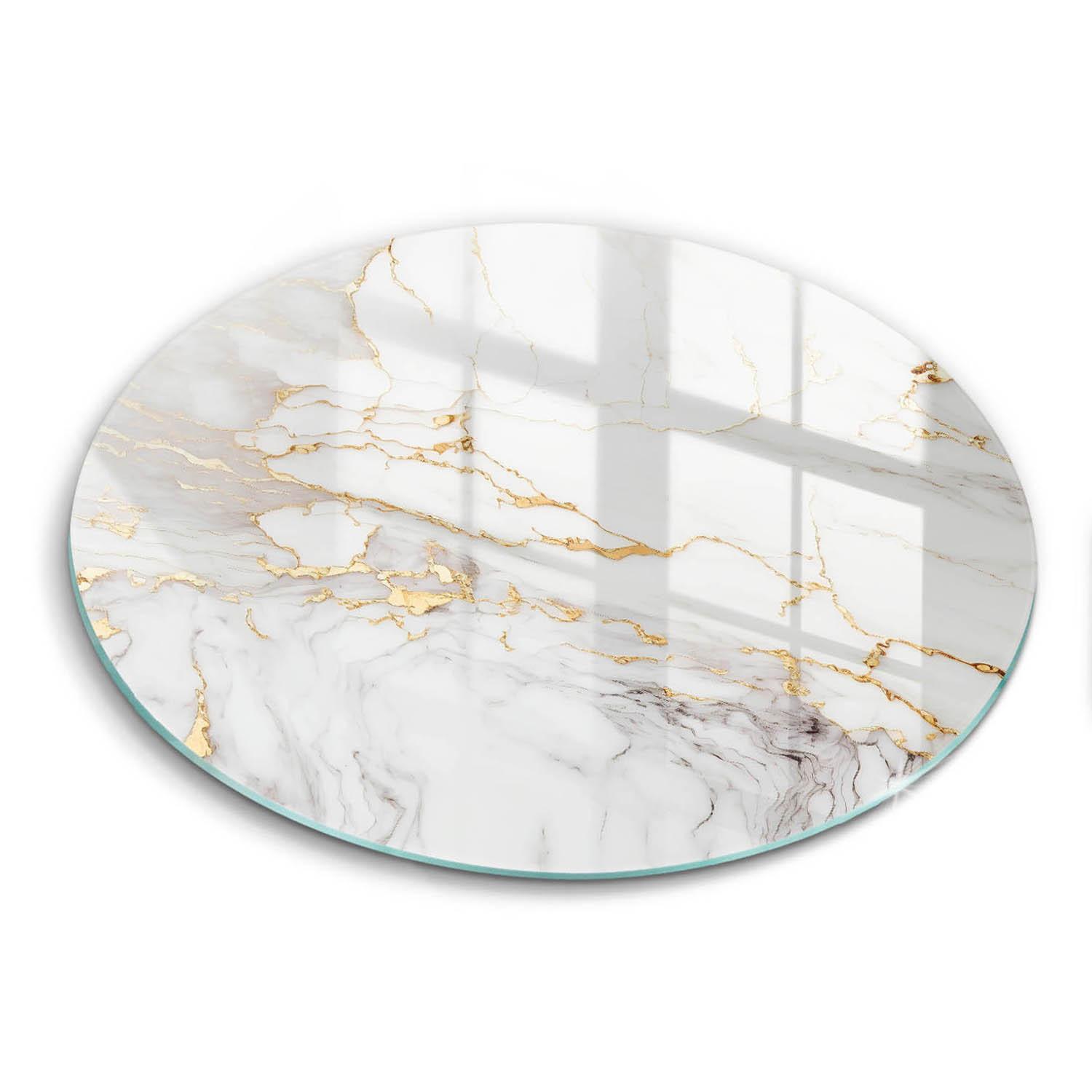 GLASPLATTE Ø 30 cm Heller Marmor mit Goldakzenten - Creme, Glas (30/30cm) - Wallfluent