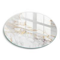 GLASPLATTE Ø 30 cm Heller Marmor mit Goldakzenten - Creme, Glas (30/30cm) - Wallfluent