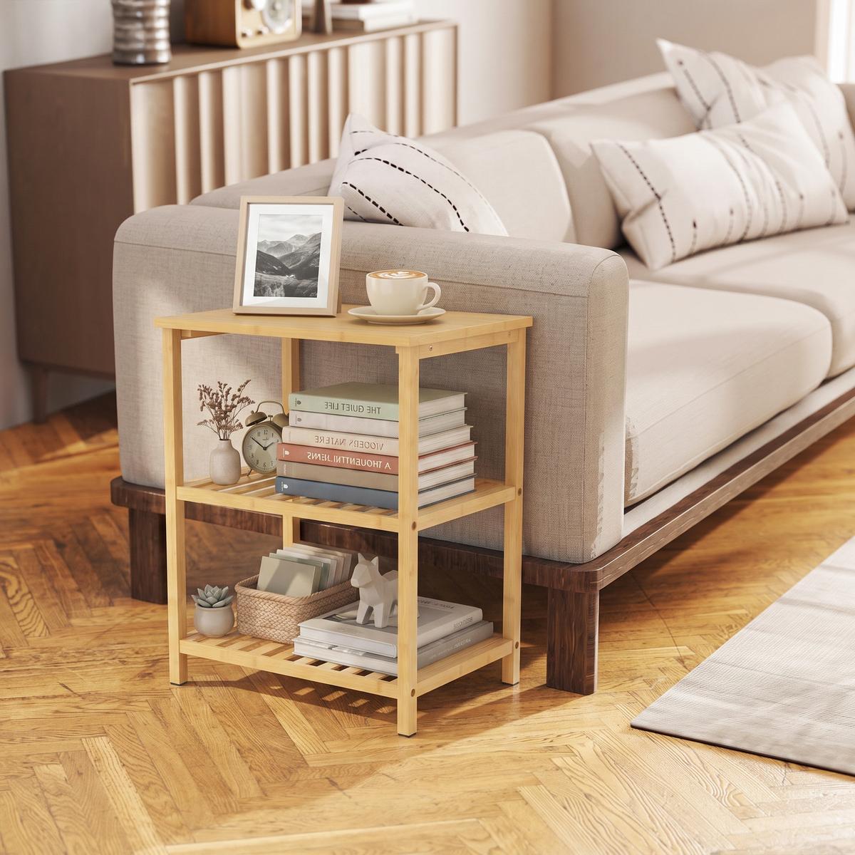 BEISTELLTISCH Bambus Naturholz - Naturfarben, Holz/Bambusholz (40.6/30/50.5cm) - HOMCOM