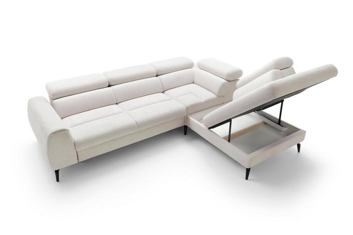 ECKSOFA NOTE Creme Chenille mit Schlaffunktion - Creme, Holz (271/216cm) - MASSENO