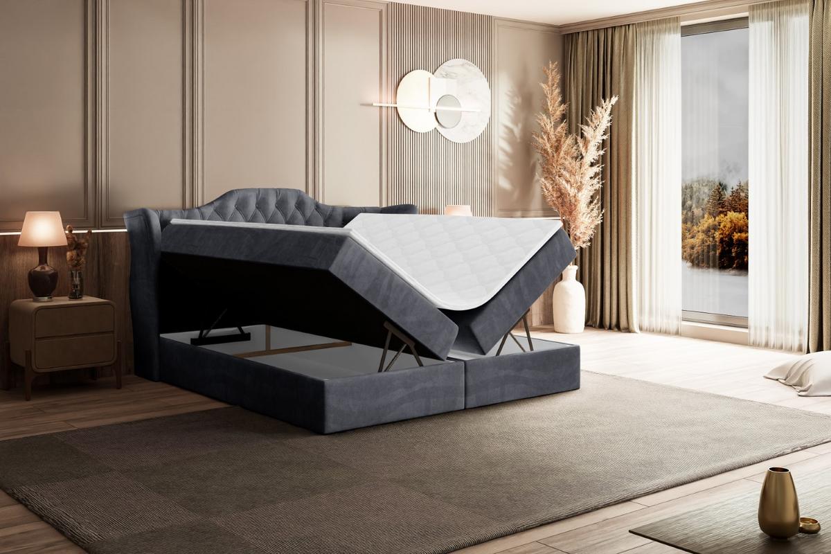 BOXBETT mit Matratze H3 und Lattenrost - VILA - 140x200 cm Dunkelgrau - Dunkelgrau, Holzwerkstoff (140/200cm) - ALTDECOR