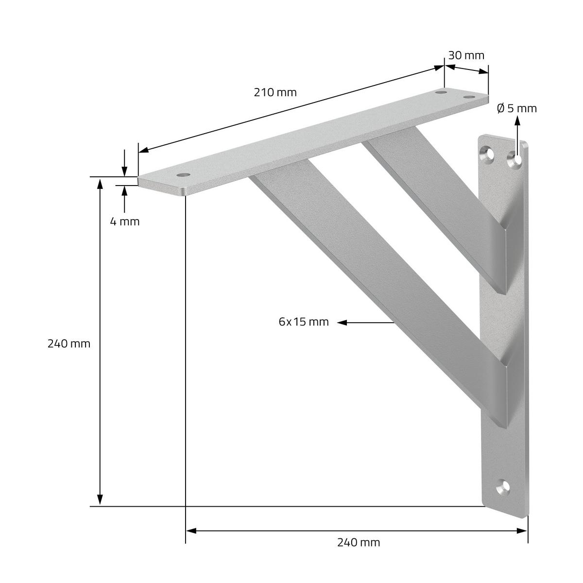REGALHALTERUNGEN - Silberfarben, Metall (24/24/3cm) - ML-DESIGN