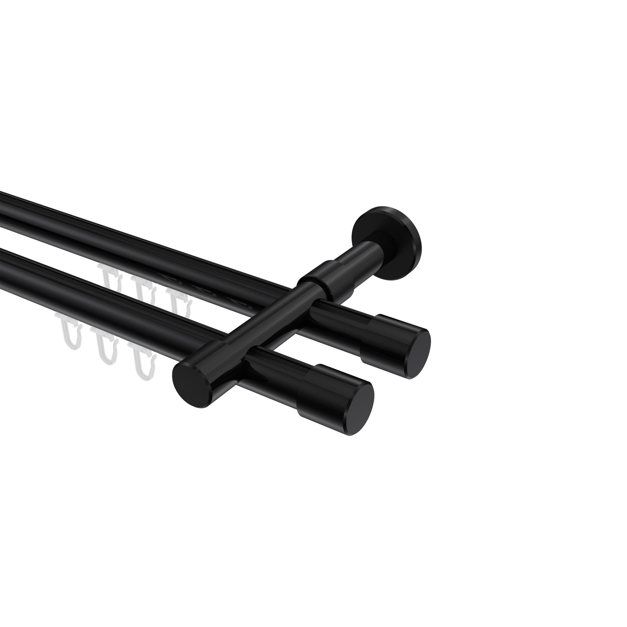 GARDINENSTANGE INNENLAUF Prestige Santo 180 cm, 2-läufig, 20 mm Ø Schwarz - Schwarz, Metall (180cm) - INTERDECO