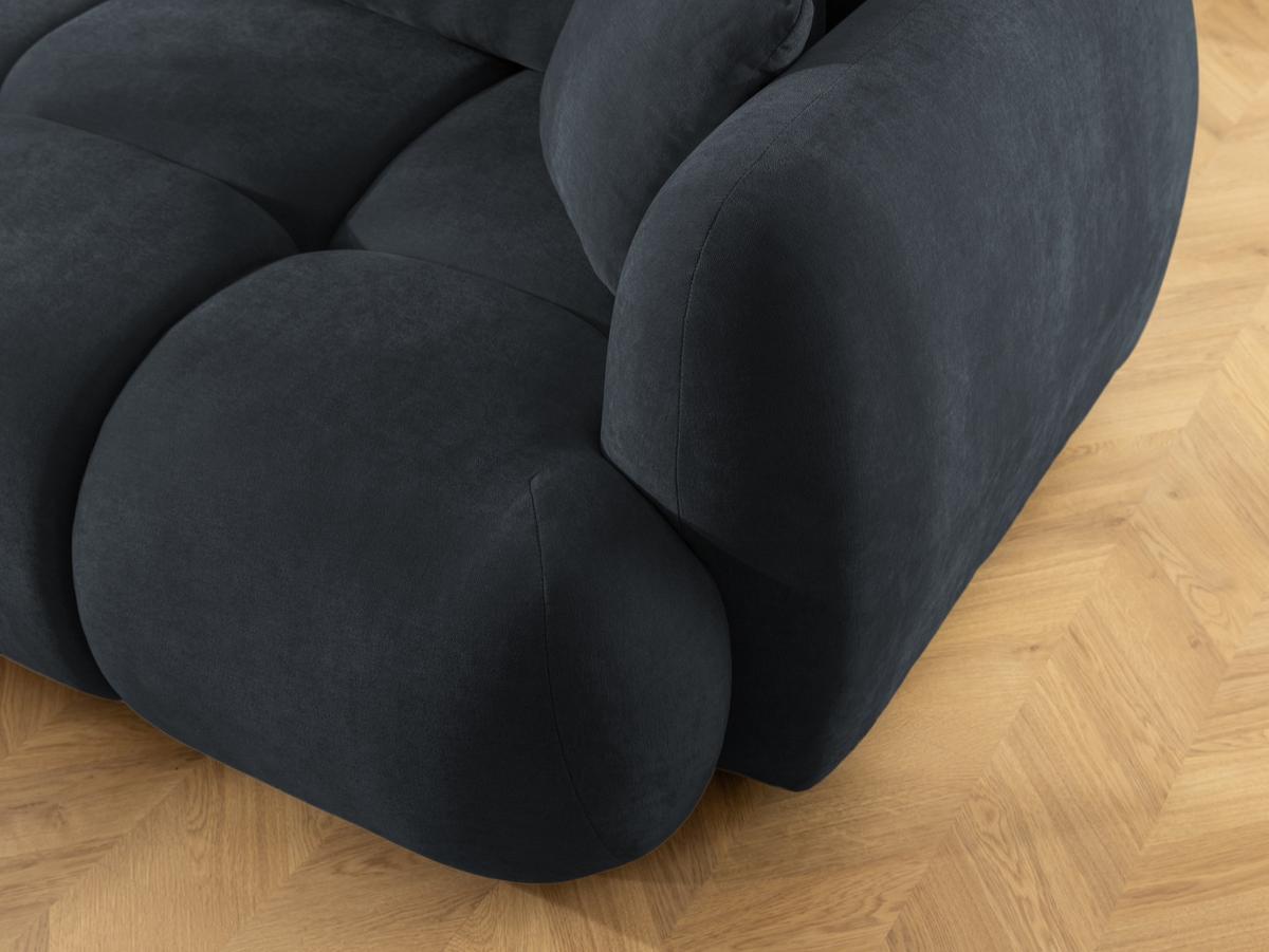 ECKSOFA Loretto aus natürlichem Schwarz Webstoff mit Schlaffunktion, Bettkasten und tiefen Steppungen in Bubble-Optik - Schwarz, Holz/Kunststoff (180/275cm) - S-Style