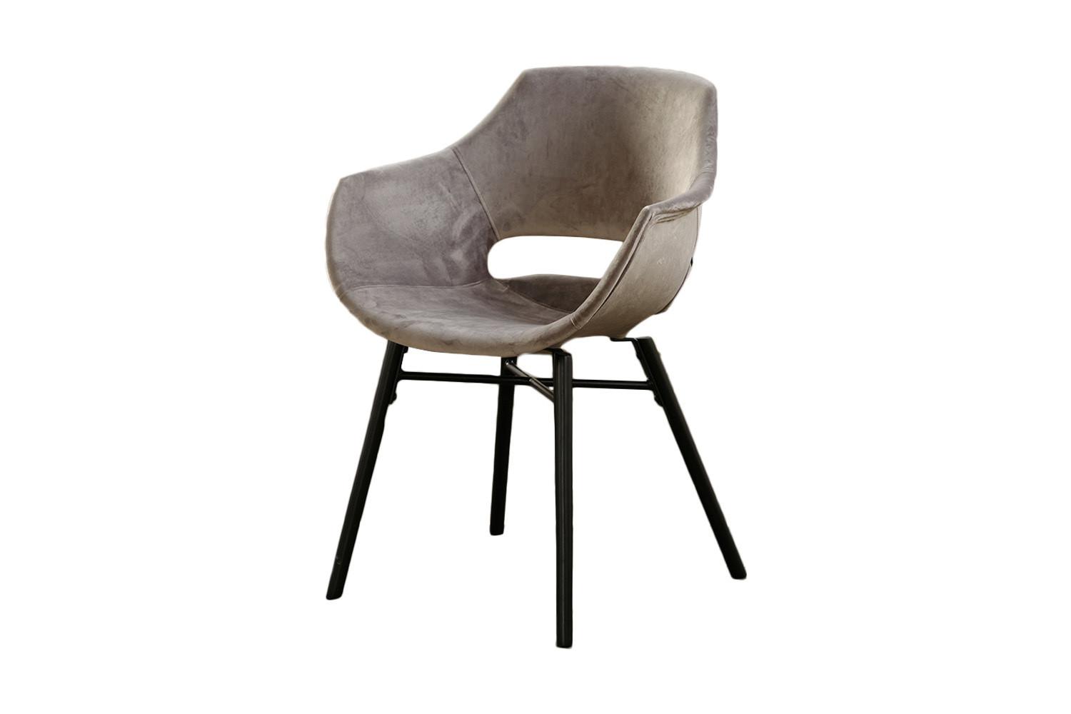 STUHL ZAJA Grau Velvet (1er-Set) - Grau, Textil (57/82/59cm) - KAWOLA