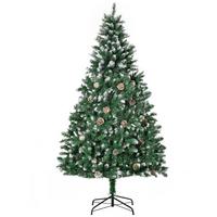 KÜNSTLICHER-WEIHNACHTSBAUM 180 cm Kieferbaum künstlich mit 59 Zapfen, Schnee - Grün, Kunststoff (180cm) - HOMCOM