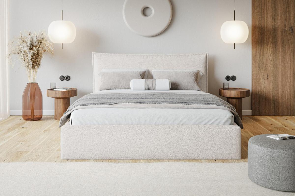 BETT 90x200 - Polsterbett mit Bettkasten und Holzrahmen - Modern Betten - Kuscheliger Catch-Me-Stoff - Kollektion Verona - Weiß - Weiß, Holz/Textil (90/200cm) - Alpi-Möbel