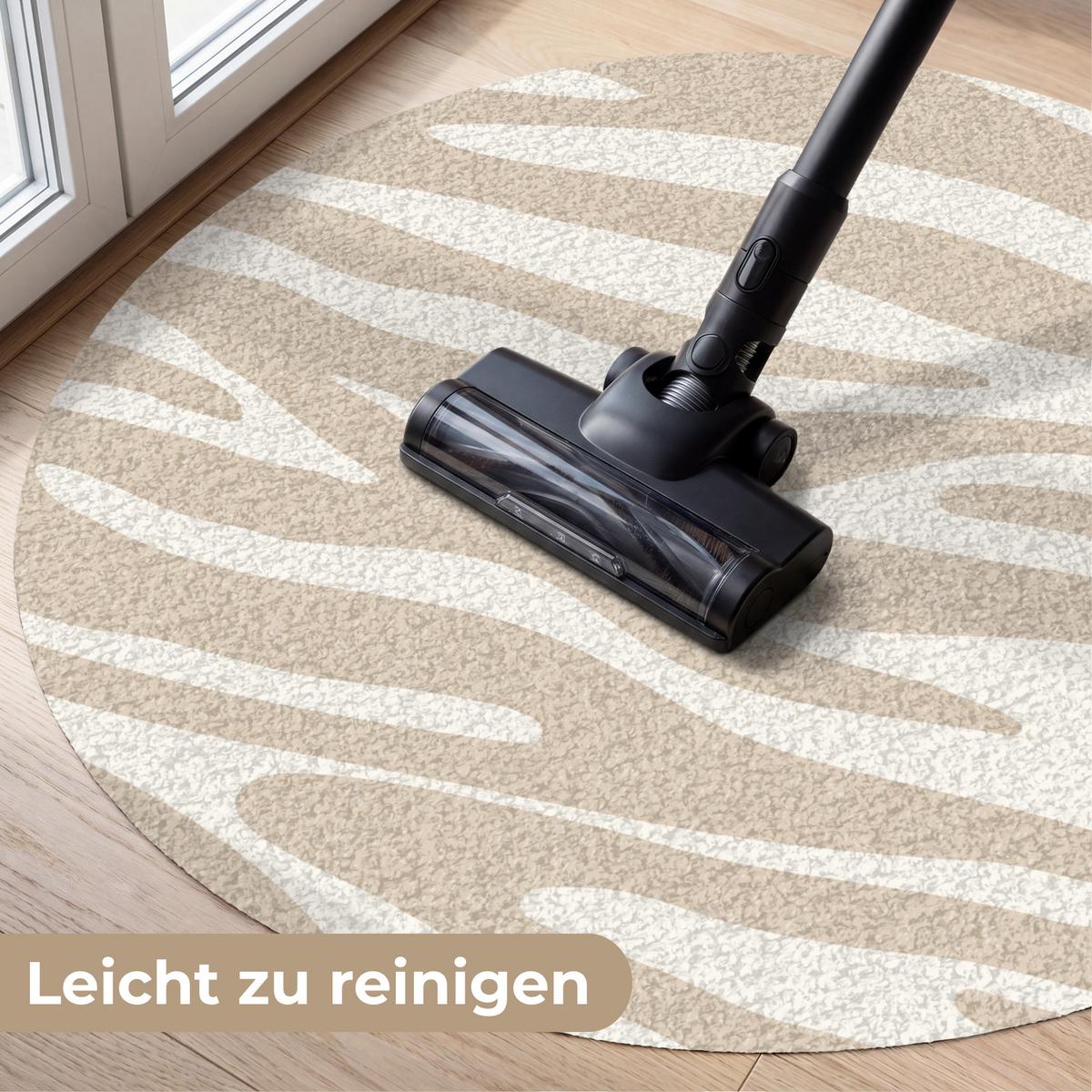 FUSSMATTE Zebramuster - Beige - Weiß - Tiermuster Schmutzfänger 90x90 cm - Beige, Kunststoff (90/0.4cm) - MuchoWow