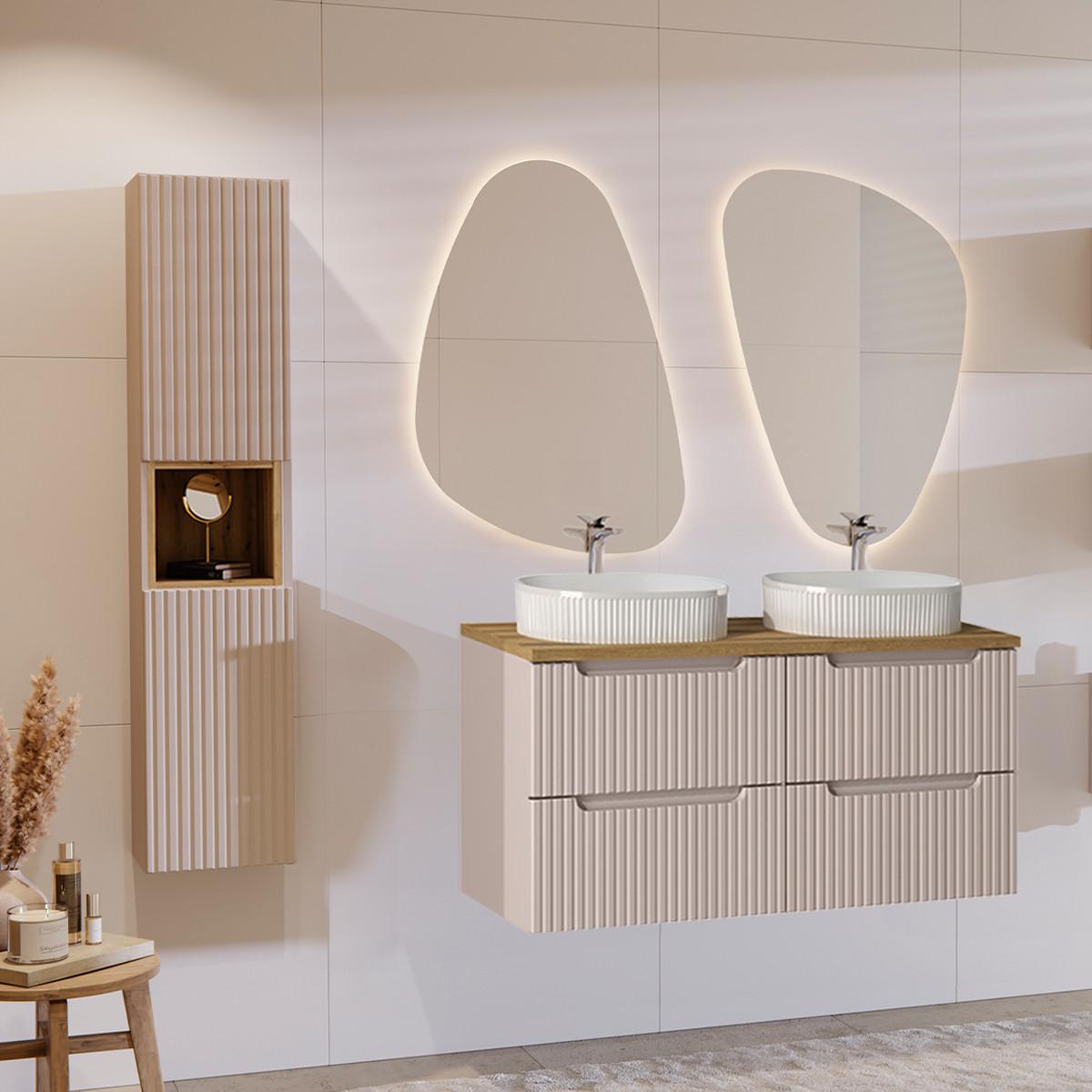 DOPPELWASCHTISCH 120.4cm Riva Kaschmir - Beige, Holzwerkstoff (120.4/59/40cm) - Petits-meubles