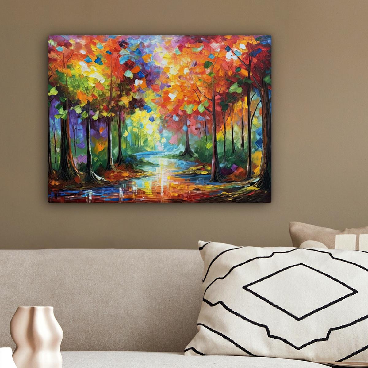 LEINWANDBILD Landschaft - Wald - Farben - Natur Wandbild 40x30 cm - Multicolor, Textil (40/30cm) - MuchoWow