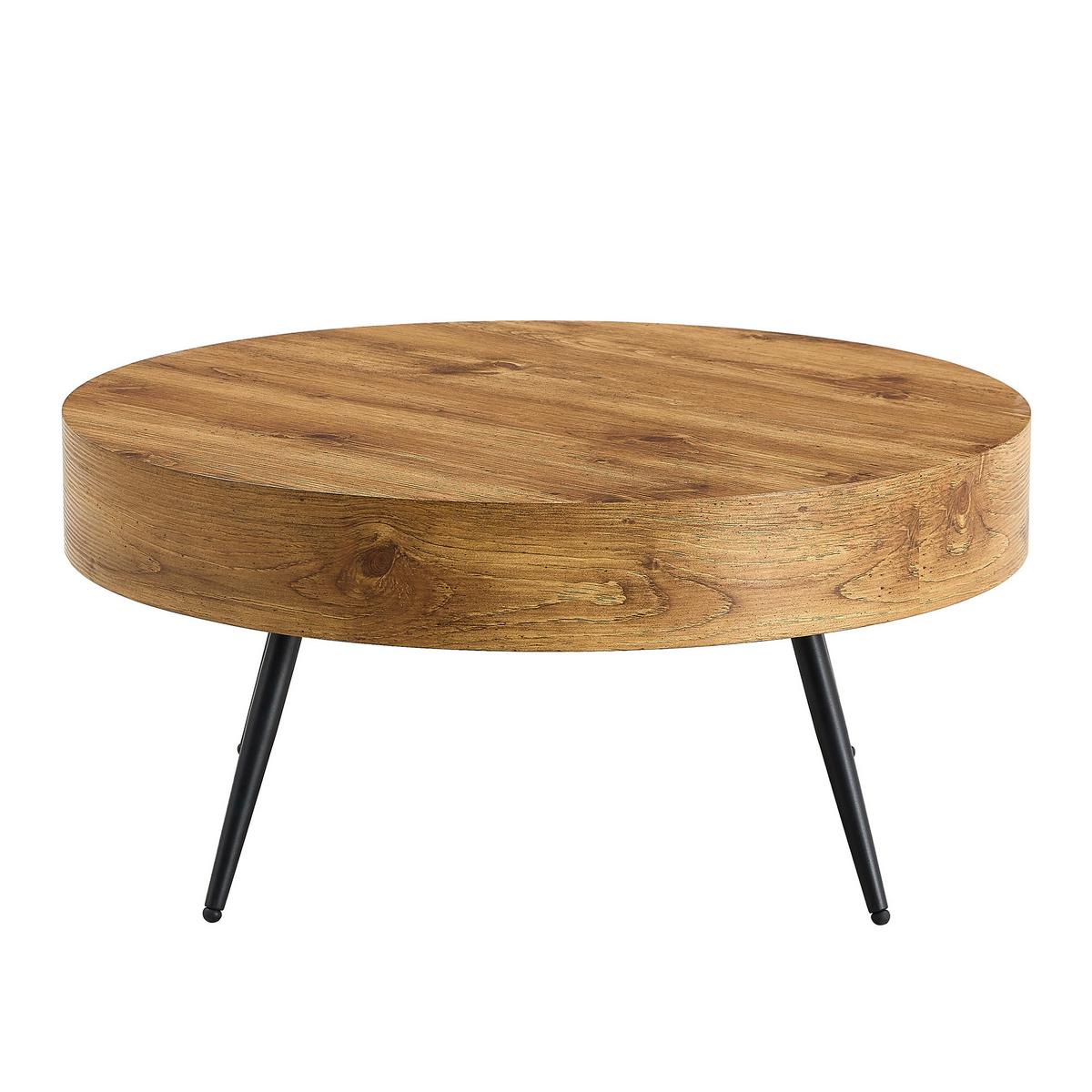 COUCHTISCH holzoptik rund metallbeine kompakt - Naturfarben, Holzwerkstoff (70/70/35.5cm) - Urban Meuble
