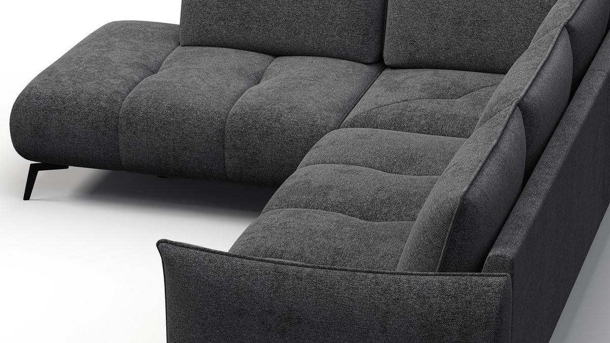 ECKSOFA AERA 5-Sitzer links, dunkelgrau - Dunkelgrau/Schwarz, Holz/Textil (268/206cm) - Wozimo