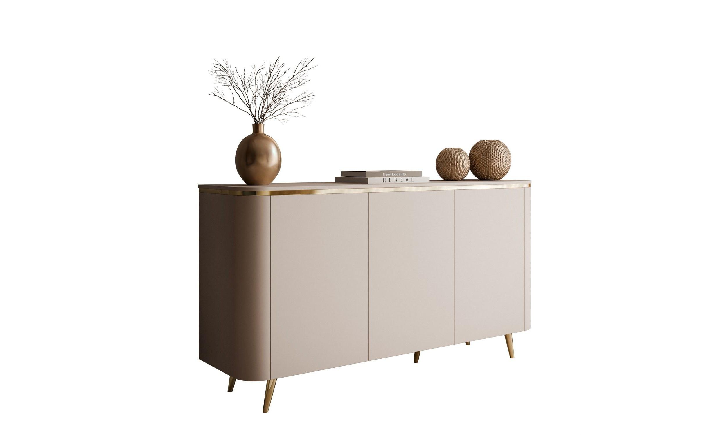 KOMMODE AVELINE 140/40/78 cm mit LED-Beleuchtung Kaschmir - Kaschmir/Goldfarben, Holzwerkstoff (140/78/40cm) - Lookway