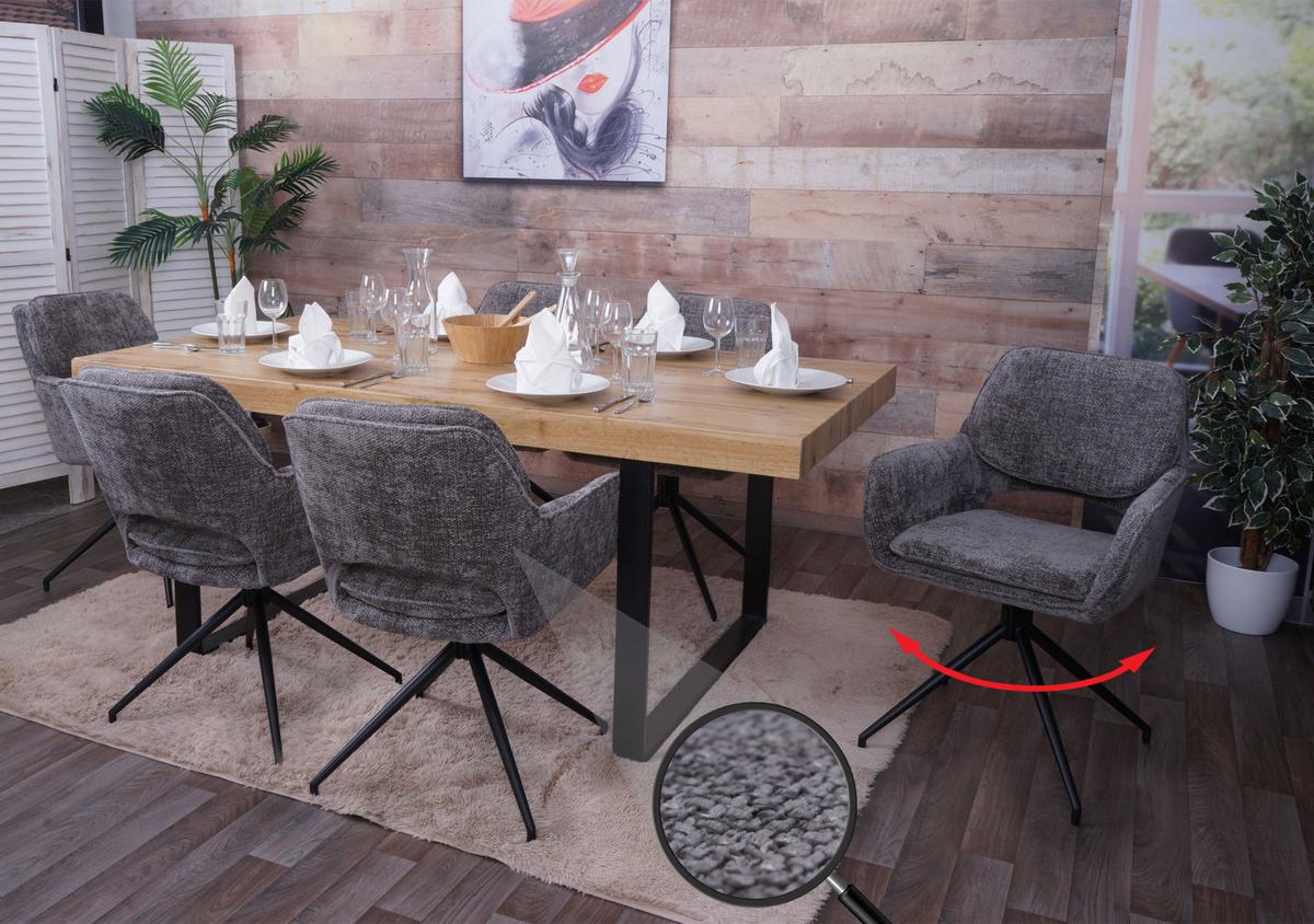 ESSZIMMERSTUHL Grau 6er-Set - Dunkelgrau/Grau, Textil (57/86/61cm) - MCW