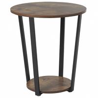 BEISTELLTISCH dunkler Holzfarbton/schwarz rund Orick - Dunkelbraun/Schwarz, Holzwerkstoff (50/50/57cm) - Beliani