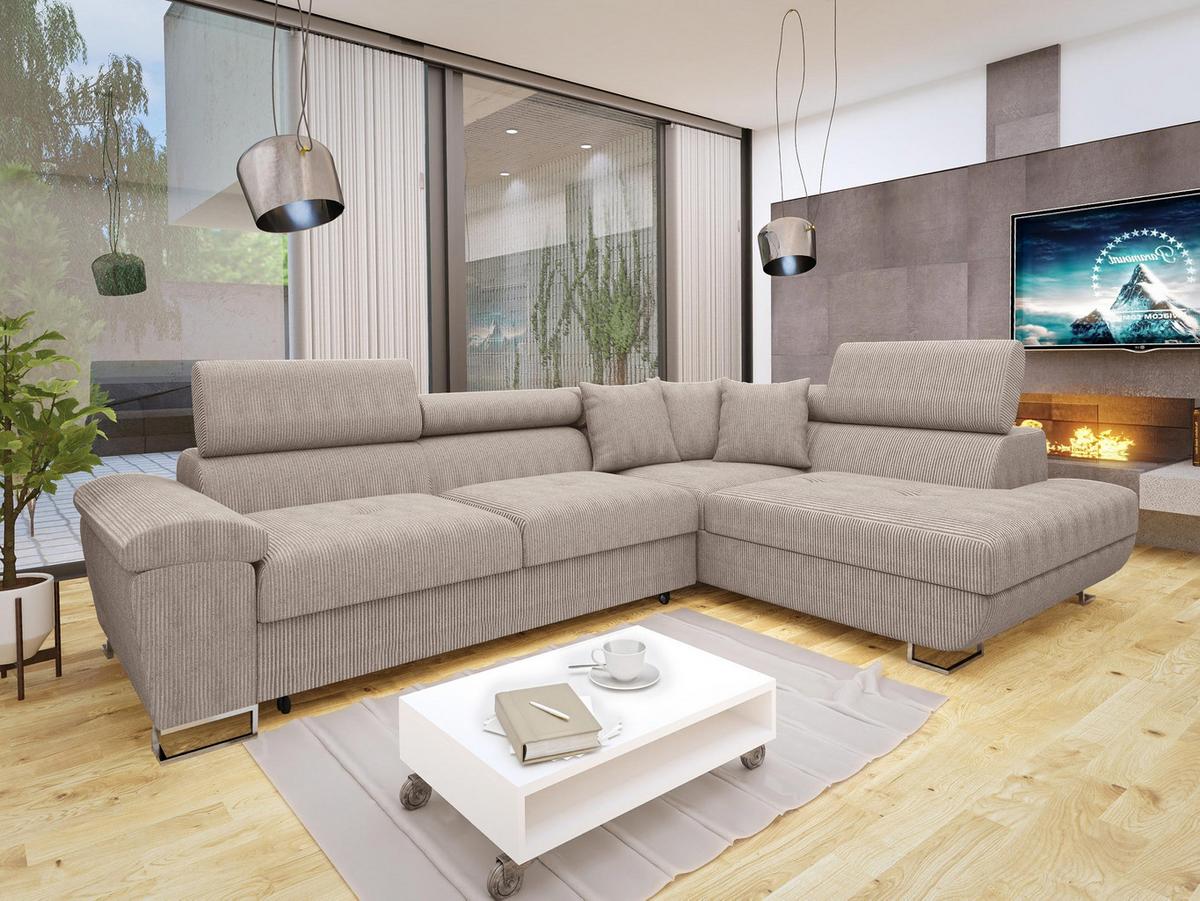 ECKSOFA Cotere Cord, Seite: Rechts - Sahara, Holz/Textil (270/202cm) - MIRJAN24
