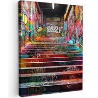 LEINWANDBILD Treppe - Graffiti - Farben - Kunst Room Decor 30x40 cm - Multicolor, Textil (30/40cm) - MuchoWow