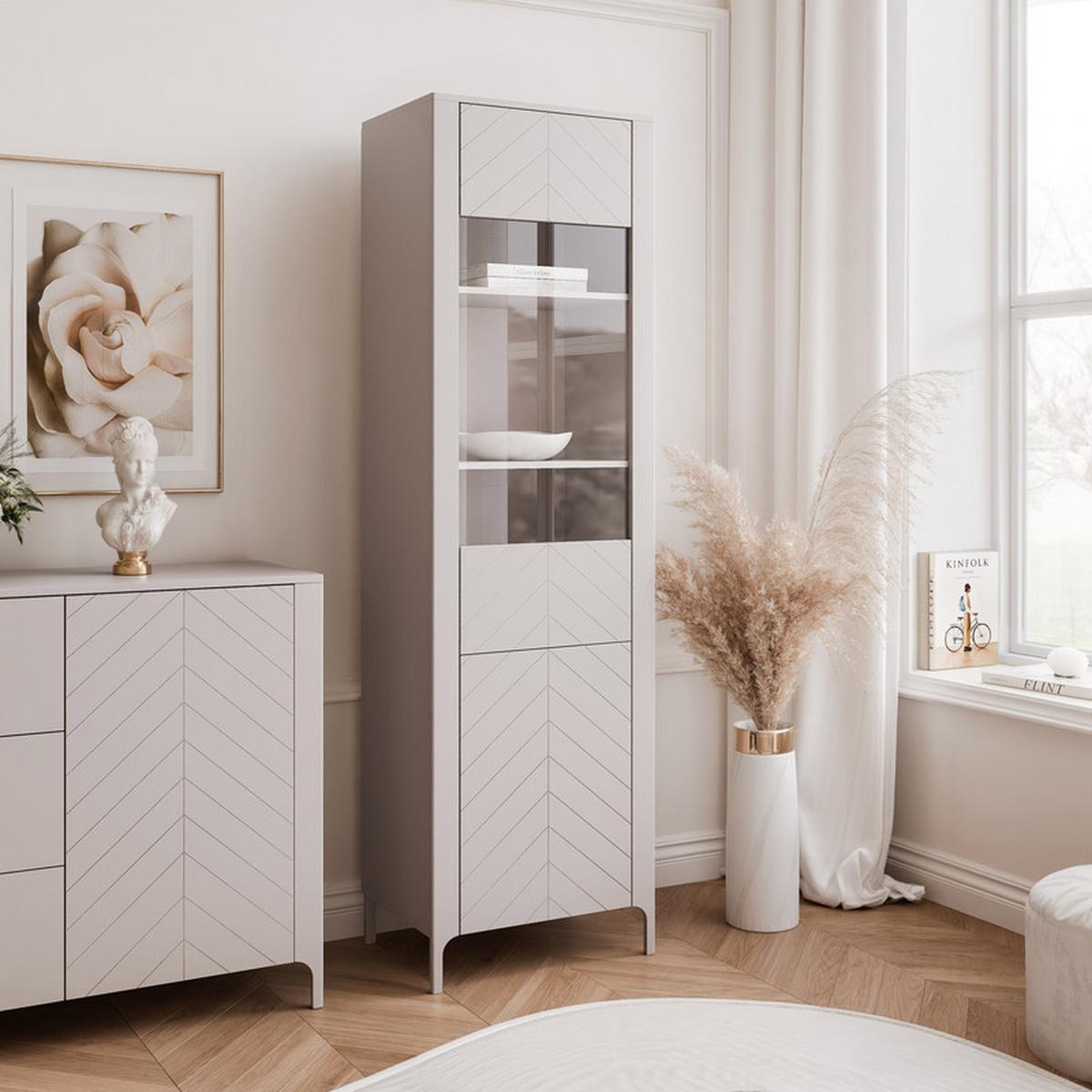 VITRINE LORIEN 59 cm Kaschmir - Kaschmir, Holzwerkstoff/Metall (59.6/197.1/40.6cm) - Idohome