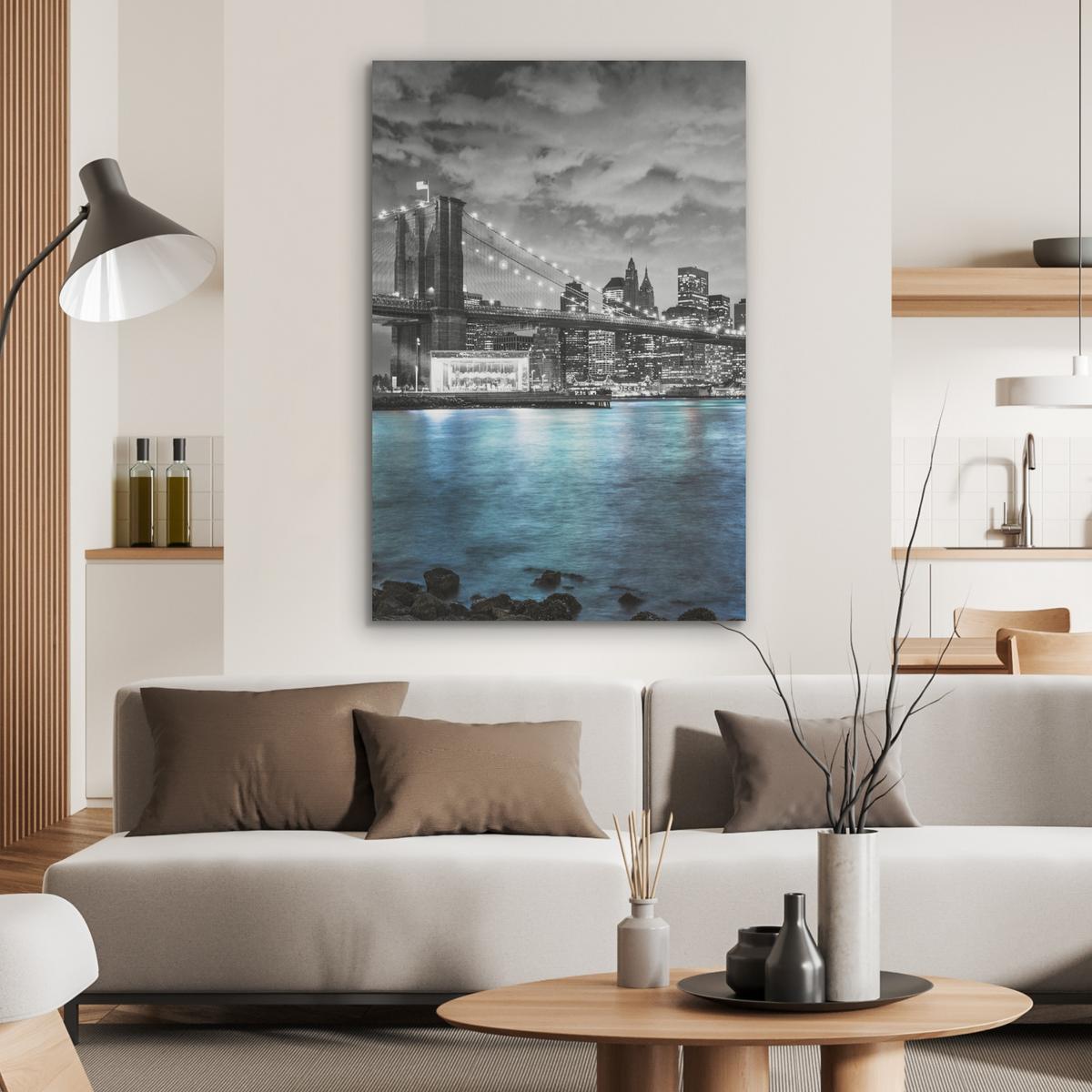AKUSTIKBILD New York - Skyline - Stadt - Blau Wanddeko 70x100 cm - Blaugrau, Kunststoff (70/100/0.9cm) - MuchoWow