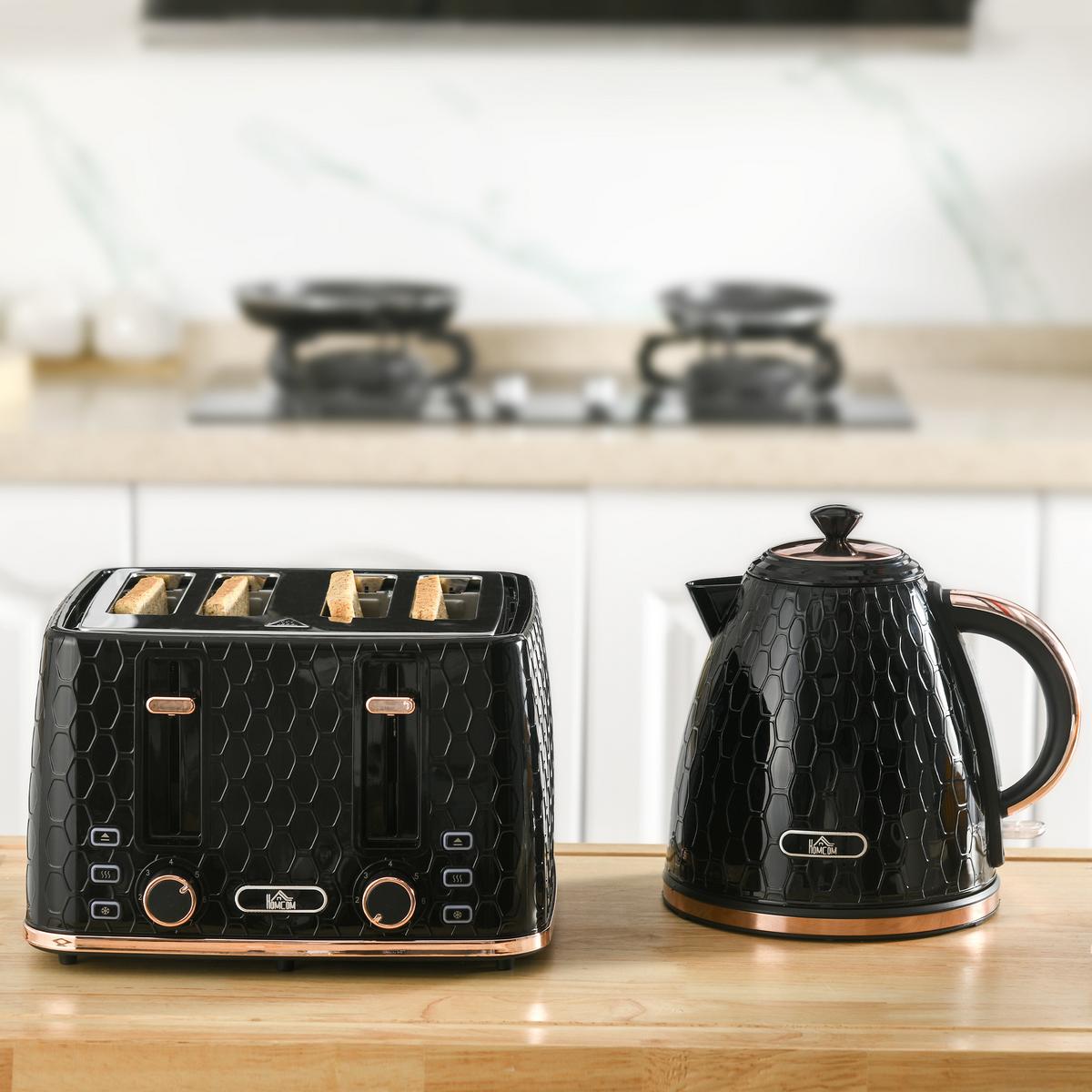 KOCHER-TOASTER-SET 2er Set Kunststoff Stahl Schwarz - Schwarz, Kunststoff (19.5/23.4/24.2cm) - HOMCOM