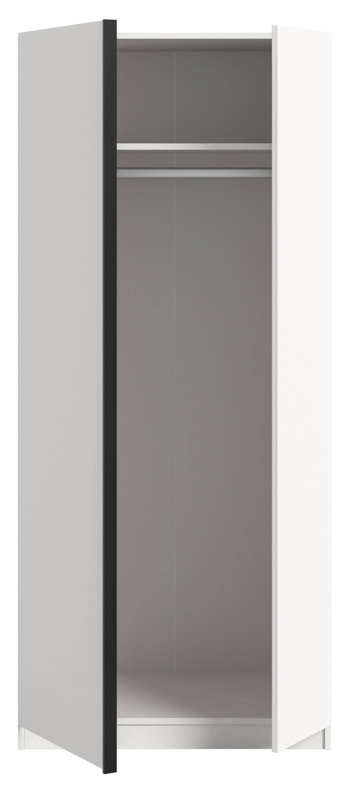 KLEIDERSCHRANK weiß 2-türig 80 x 183 cm, Drehtürenschrank inklusive Einlegeböden - Schwarz/Weiß, Holzwerkstoff/Kunststoff (80/183/53cm) - Inn.Furn