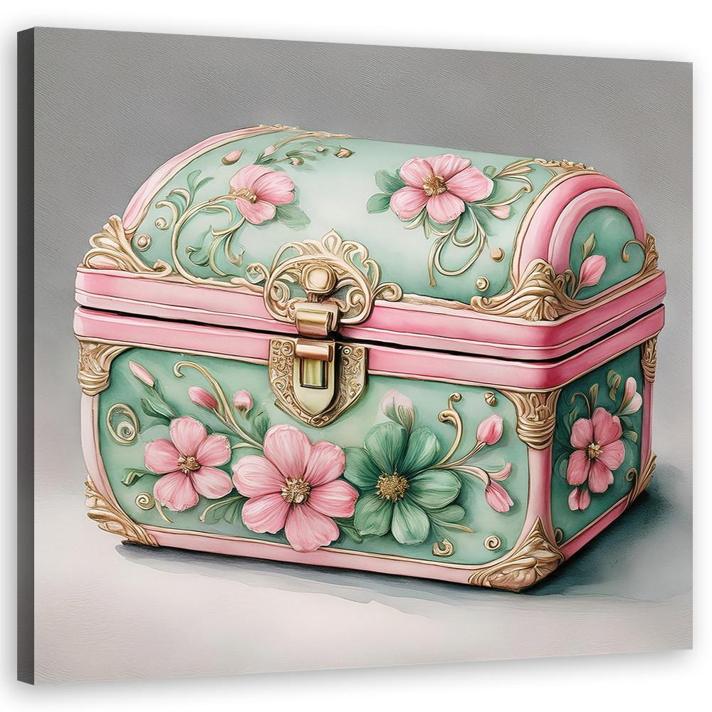 WANDBILD retro vintage truhe - Pink, Textil (40/40cm) - Feeby