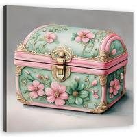 WANDBILD retro vintage truhe - Pink, Textil (40/40cm) - Feeby