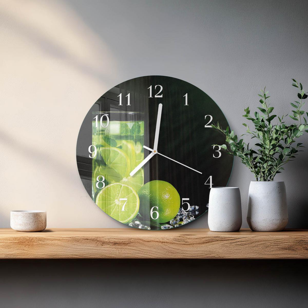 WANDUHR aus Glas Ø30 cm - Kalziumkarbonat - Grün, Glas (30/30/0.4cm) - TULUP