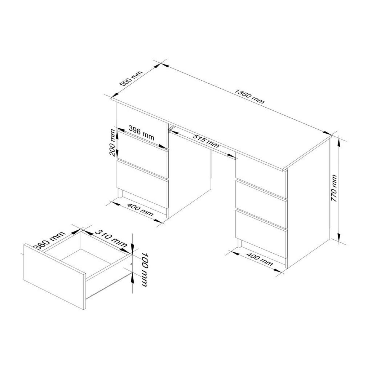 SCHREIBTISCH Eiche Sonoma 77/135/50 - Sonoma Eiche, Holzwerkstoff (155/85/77cm) - RAUMHIRSCH FURNITURE