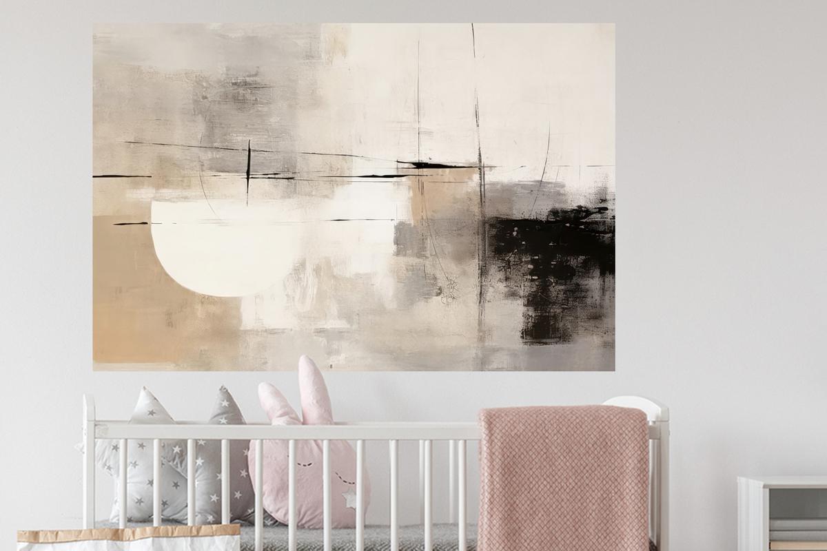 WANDTATTOO Abstrakt - Kunst - Grau Wandsticker 120x80 cm - Hellgrau, Kunststoff (120/80/0.1cm) - MuchoWow