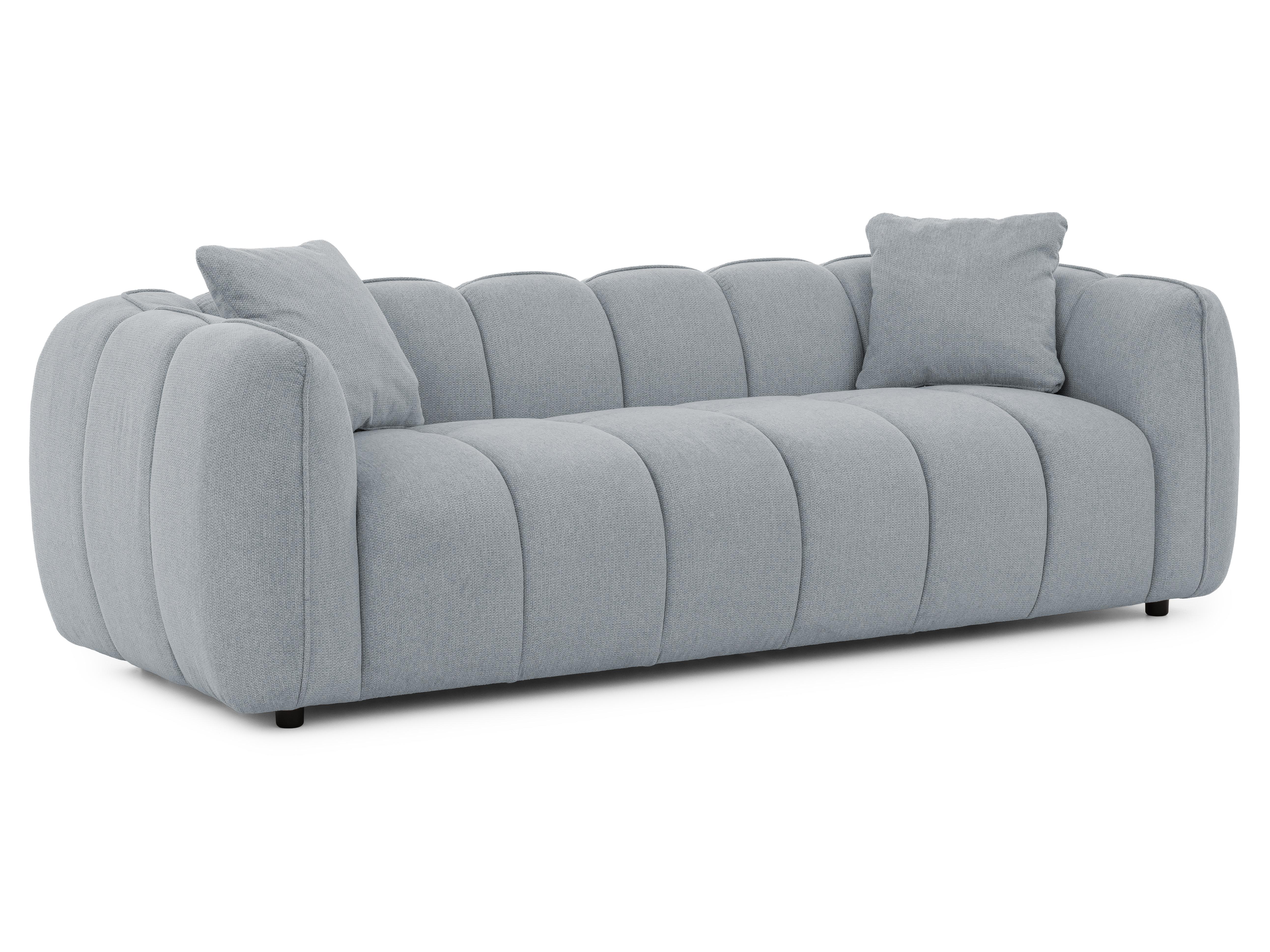 3-SITZER SOFA Nubira in tief gesteppter Bubble-Optik aus weichem Grau Strukturstoff im modernen Design - Schwarz/Grau, Holz/Kunststoff (228/69/89cm) - S-Style Möbel