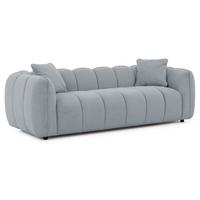 3-SITZER SOFA Nubira in tief gesteppter Bubble-Optik aus weichem Grau Strukturstoff im modernen Design - Schwarz/Grau, Holz/Kunststoff (228/69/89cm) - S-Style Möbel