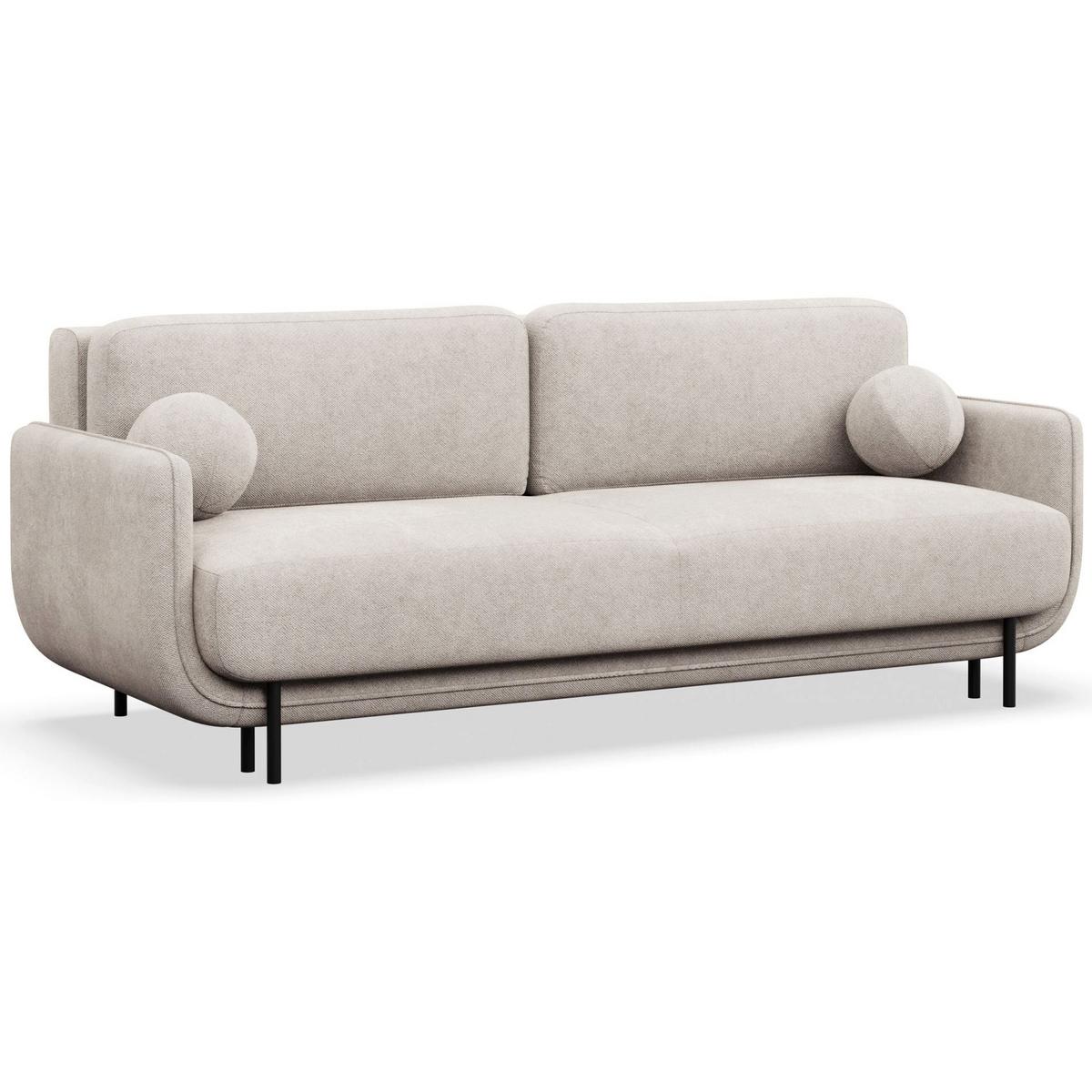 SCHLAFSOFA Ovals Hellbeige - Ecru/Schwarz, Textil/Metall (236/95/96cm) - Selsey