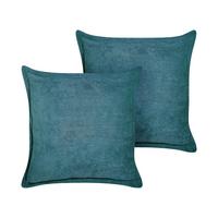 DEKOKISSEN CORD 2er-Set Blaugrün 43/43 cm Zinnia - Türkis, Textil (43/43cm) - Beliani