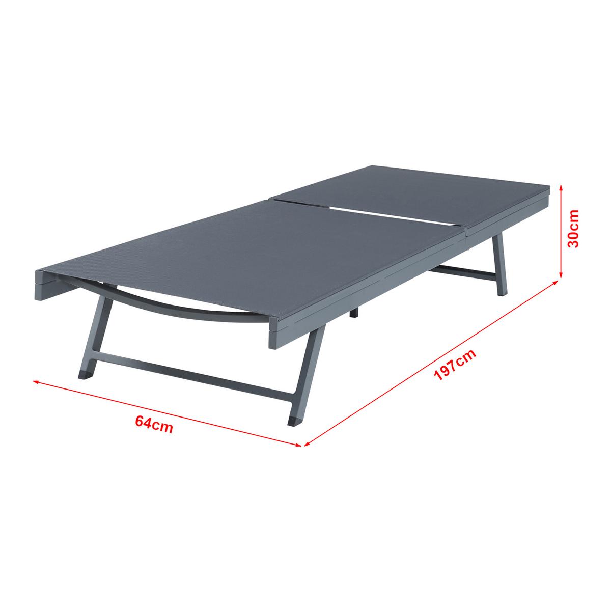 SONNENLIEGE Baragiano - Dunkelgrau, Textil/Metall (197/30/64cm) - casa.pro