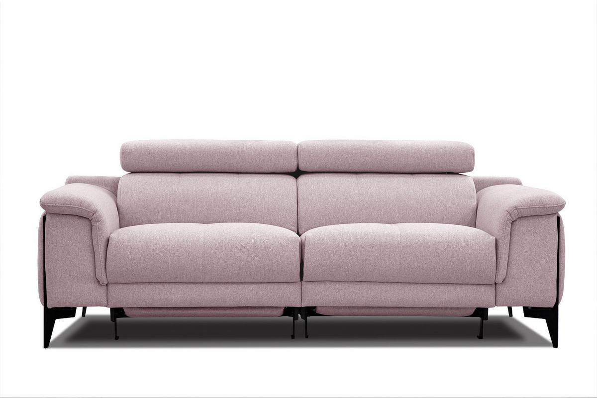 RELAXSOFA MATERA 3-Sitzer mit 2 Relaxfunktionen, rosa - Schwarz/Rosa, Holzwerkstoff/Textil (212/82/103cm) - Wozimo