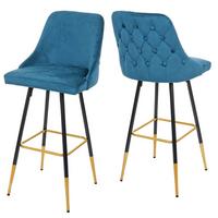 BARHOCKER Petrol 2er-Set - Petrol, Textil (47/110/50cm) - MCW