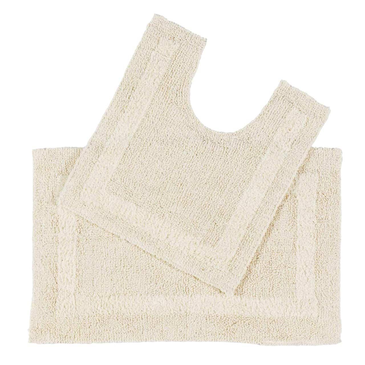BADGARNITUR 2-teilig, Badematte & WC-Vorleger, wendbar - Creme, Textil (50/80cm) - Homescapes