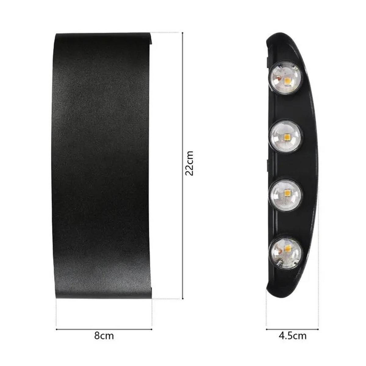 LED-WANDLEUCHTE Beam 22/8/4.5 cm - Schwarz, Metall (8/4.5/22cm) - ZMH