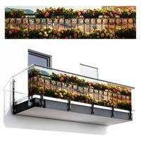 BALKON-SICHTSCHUTZ Blumen - Zaun - Stadtbild - Sommer Deko XXL 500x130 cm - Pink, Kunststoff (500/130cm) - MuchoWow