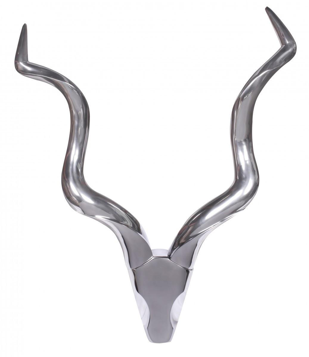 WANDDEKO Hirschgeweih Aluminium silberfarben 80x110 cm handgefertigt - Silberfarben, Metall (80/110/10cm) - KADIMA DESIGN